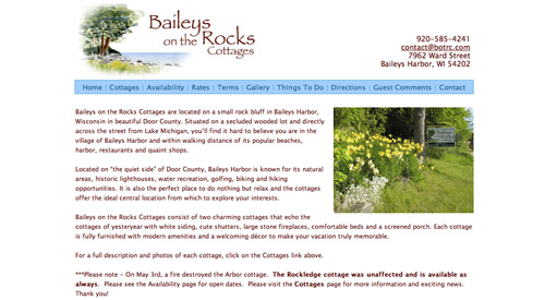 Baileys on the Rocks Cottages screen shot Baileys on the Rocks Cottages screen shot